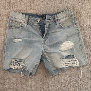 GAP Faded Blue Ripped Jean Shorts